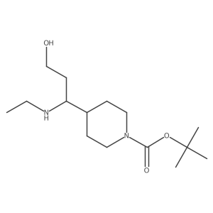 tert-Butyl 4-(1-(ethylamino)-3-hydroxypropyl)piperidine-1-carboxylate结构式