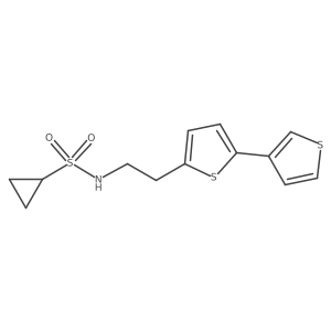 N-(2-([2,3'-bithiophen]-5-yl)ethyl)cyclopropanesulfonamide结构式