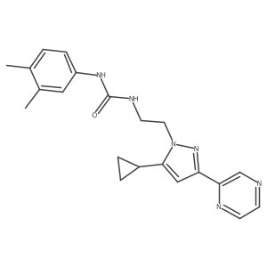 1-(2-(5-cyclopropyl-3-(pyrazin-2-yl)-1H-pyrazol-1-yl)ethyl)-3-(3,4-dimethylphenyl)urea Structure
