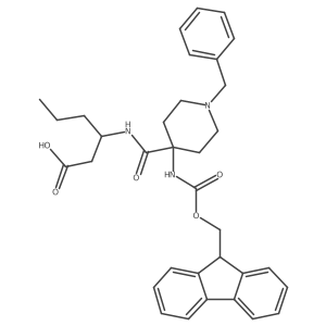 (3S)-3-{[1-benzyl-4-({[(9H-fluoren-9-yl)methoxy]carbonyl}amino)piperidin-4-yl]formamido}hexanoic acid结构式
