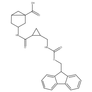 3-{2-[({[(9H-fluoren-9-yl)methoxy]carbonyl}amino)methyl]cyclopropaneamido}bicyclo[3.1.0]hexane-1-carboxylic acid结构式