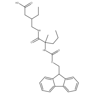 3-{[2-({[(9H-fluoren-9-yl)methoxy]carbonyl}amino)-2-methylpentanamido]methyl}pentanoic acid结构式