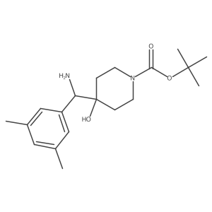 Tert-butyl 4-[amino(3,5-dimethylphenyl)methyl]-4-hydroxypiperidine-1-carboxylate结构式
