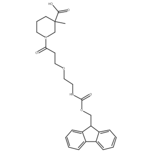 1-{3-[2-({[(9H-fluoren-9-yl)methoxy]carbonyl}amino)ethoxy]propanoyl}-3-methylpiperidine-3-carboxylic acid Structure