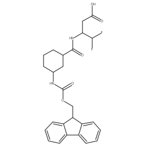 rac-3-{[(1R,3R)-3-({[(9H-fluoren-9-yl)methoxy]carbonyl}amino)cyclohexyl]formamido}-4,4-difluorobutanoic acid结构式