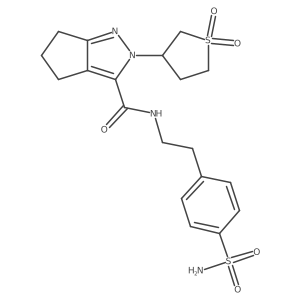 2-(1,1-dioxidotetrahydrothiophen-3-yl)-N-(4-sulfamoylphenethyl)-2,4,5,6-tetrahydrocyclopenta[c]pyrazole-3-carboxamide结构式
