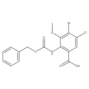 2-{[(Benzyloxy)carbonyl]amino}-4-bromo-5-chloro-3-methoxybenzoic acid结构式