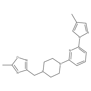 1-[(5-methyl-1,2,4-oxadiazol-3-yl)methyl]-4-[6-(4-methyl-1H-pyrazol-1-yl)pyridin-2-yl]piperazine结构式