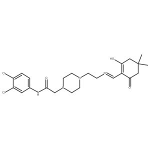 N-(3,4-dichlorophenyl)-2-[4-(2-{[(4,4-dimethyl-2,6-dioxocyclohexylidene)methyl]amino}ethyl)piperazinyl]acetamide Structure
