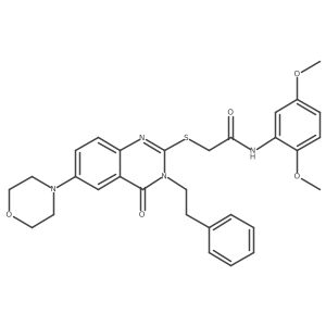 N-(2,5-dimethoxyphenyl)-2-((6-morpholino-4-oxo-3-phenethyl-3,4-dihydroquinazolin-2-yl)thio)acetamide Structure