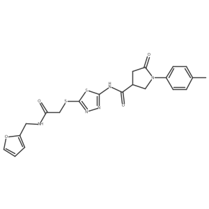 N-(5-((2-((furan-2-ylmethyl)amino)-2-oxoethyl)thio)-1,3,4-thiadiazol-2-yl)-5-oxo-1-(p-tolyl)pyrrolidine-3-carboxamide Structure