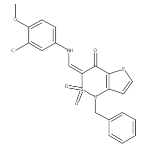 (3Z)-1-benzyl-3-{[(3-chloro-4-methoxyphenyl)amino]methylene}-1H-thieno[3,2-c][1,2]thiazin-4(3H)-one 2,2-dioxide结构式