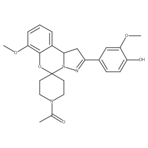 1-(2-(4-Hydroxy-3-methoxyphenyl)-7-methoxy-1,10b-dihydrospiro[benzo[e]pyrazolo[1,5-c][1,3]oxazine-5,4'-piperidin]-1'-yl)ethanone Structure