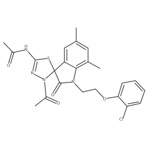 N-{3'-acetyl-1-[2-(2-chlorophenoxy)ethyl]-5,7-dimethyl-2-oxo-1,2-dihydro-3'H-spiro[indole-3,2'-[1,3,4]thiadiazol]-5'-yl}acetamide结构式