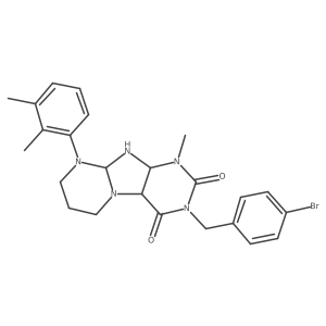 3-[(4-bromophenyl)methyl]-9-(2,3-dimethylphenyl)-1-methyl-6,7,8,9a,10,10a-hexahydro-4aH-purino[7,8-a]pyrimidine-2,4-dione Structure