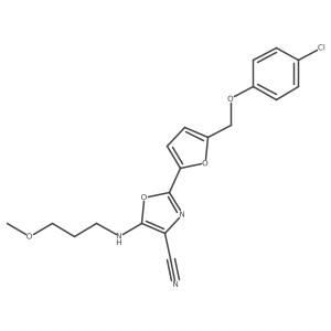 2-(5-((4-Chlorophenoxy)methyl)furan-2-yl)-5-((3-methoxypropyl)amino)oxazole-4-carbonitrile结构式