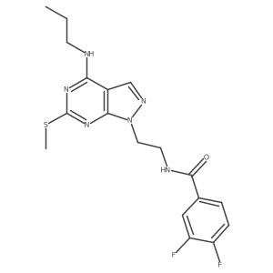 3,4-difluoro-N-(2-(6-(methylthio)-4-(propylamino)-1H-pyrazolo[3,4-d]pyrimidin-1-yl)ethyl)benzamide结构式