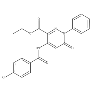 Ethyl 4-(4-chlorobenzamido)-6-oxo-1-phenyl-1,6-dihydropyridazine-3-carboxylate结构式