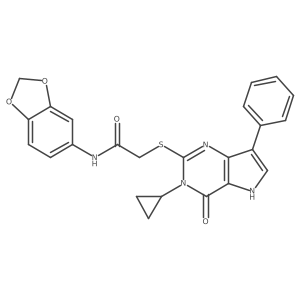 N-(2H-1,3-benzodioxol-5-yl)-2-({3-cyclopropyl-4-oxo-7-phenyl-3H,4H,5H-pyrrolo[3,2-d]pyrimidin-2-yl}sulfanyl)acetamide结构式