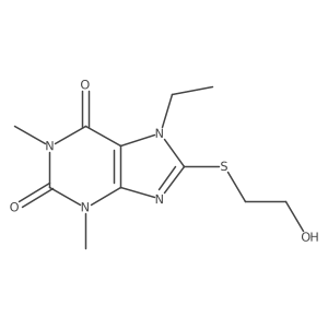 7-ethyl-8-((2-hydroxyethyl)thio)-1,3-dimethyl-1H-purine-2,6(3H,7H)-dione结构式