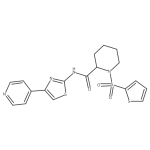 N-(4-(pyridin-4-yl)thiazol-2-yl)-1-(thiophen-2-ylsulfonyl)piperidine-2-carboxamide结构式