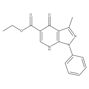 ethyl 3-methyl-4-oxo-1-phenyl-4,7-dihydro-1H-pyrazolo[3,4-b]pyridine-5-carboxylate结构式