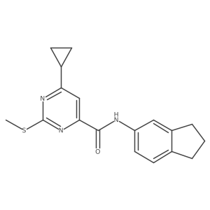 6-cyclopropyl-N-(2,3-dihydro-1H-inden-5-yl)-2-(methylsulfanyl)pyrimidine-4-carboxamide结构式