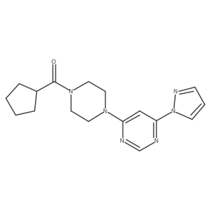 (4-(6-(1H-pyrazol-1-yl)pyrimidin-4-yl)piperazin-1-yl)(cyclopentyl)methanone Structure