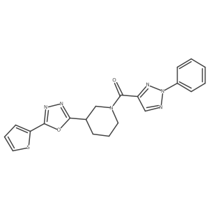 (2-phenyl-2H-1,2,3-triazol-4-yl)(3-(5-(thiophen-2-yl)-1,3,4-oxadiazol-2-yl)piperidin-1-yl)methanone结构式