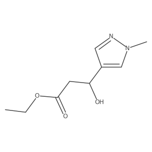 Ethyl 3-Hydroxy-3-(1-methyl-4-pyrazolyl)propanoate结构式