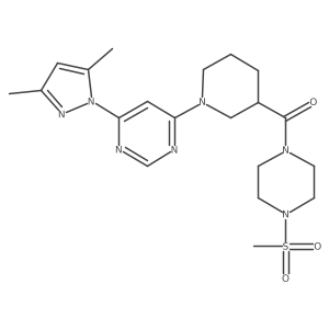 (1-(6-(3,5-dimethyl-1H-pyrazol-1-yl)pyrimidin-4-yl)piperidin-3-yl)(4-(methylsulfonyl)piperazin-1-yl)methanone Structure