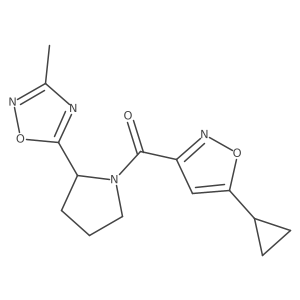 (5-Cyclopropylisoxazol-3-yl)(2-(3-methyl-1,2,4-oxadiazol-5-yl)pyrrolidin-1-yl)methanone结构式