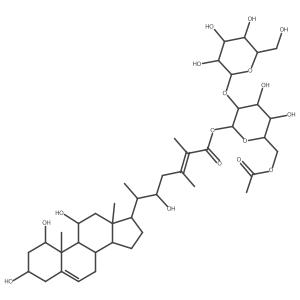 [(2S,3R,4S,5S,6R)-6-(acetyloxymethyl)-4,5-dihydroxy-3-[(2S,3R,4S,5S,6R)-3,4,5-trihydroxy-6-(hydroxymethyl)oxan-2-yl]oxyoxan-2-yl] (E,5R,6S)-5-hydroxy-2,3-dimethyl-6-[(1S,3R,8S,9S,10R,11S,13S,14S,17R)-1,3,11-trihydroxy-10,13-dimethyl-2,3,4,7,8,9,11,12,14,15,16,17-dodecahydro-1H-cyclopenta[a]phenanthren-17-yl]hept-2-enoate结构式