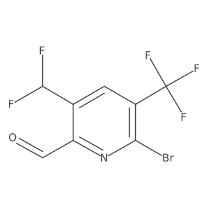 6-Bromo-3-(difluoromethyl)-5-(trifluoromethyl)picolinaldehyde结构式
