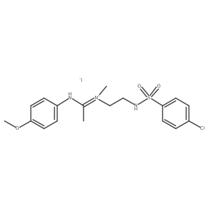 N-{(Z)-1-[(2-{[(4-chlorophenyl)sulfonyl]amino}ethyl)(methyl)amino]ethylidene}-4-methoxybenzenaminium iodide Structure
