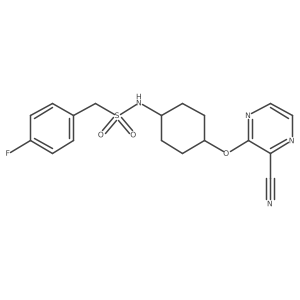 N-((1r,4r)-4-((3-cyanopyrazin-2-yl)oxy)cyclohexyl)-1-(4-fluorophenyl)methanesulfonamide结构式