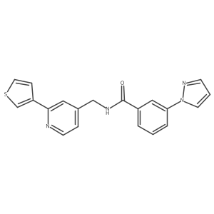 3-(1H-pyrazol-1-yl)-N-((2-(thiophen-3-yl)pyridin-4-yl)methyl)benzamide Structure