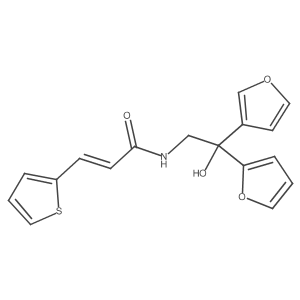 (E)-N-(2-(furan-2-yl)-2-(furan-3-yl)-2-hydroxyethyl)-3-(thiophen-2-yl)acrylamide结构式