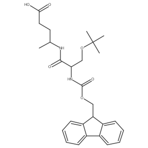 4-[(2S)-3-(tert-butoxy)-2-({[(9H-fluoren-9-yl)methoxy]carbonyl}amino)propanamido]pentanoic acid结构式