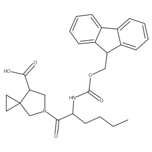 5-[2-({[(9H-fluoren-9-yl)methoxy]carbonyl}amino)hexanoyl]-5-azaspiro[2.4]heptane-7-carboxylic acid Structure
