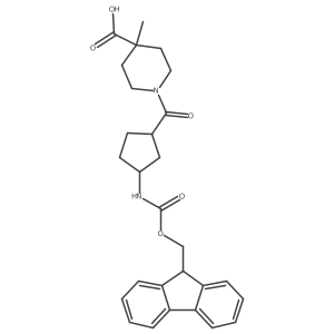 1-[3-({[(9H-fluoren-9-yl)methoxy]carbonyl}amino)cyclopentanecarbonyl]-4-methylpiperidine-4-carboxylic acid结构式
