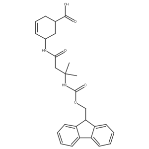 rac-(1R,5S)-5-[3-({[(9H-fluoren-9-yl)methoxy]carbonyl}amino)-3-methylbutanamido]cyclohex-3-ene-1-carboxylic acid Structure