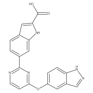 6-[4-(1H-indazol-5-yloxy)-2-pyrimidinyl]-1H-indole-2-carboxylic acid Structure
