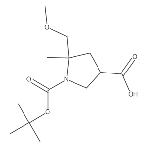5-(Methoxymethyl)-5-methyl-1-[(2-methylpropan-2-yl)oxycarbonyl]pyrrolidine-3-carboxylic acid结构式