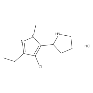 4-chloro-3-ethyl-1-methyl-5-(pyrrolidin-2-yl)-1H-pyrazolehydrochloride结构式