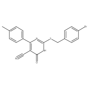 2-[(4-Bromobenzyl)sulfanyl]-4-hydroxy-6-(4-methylphenyl)pyrimidine-5-carbonitrile结构式