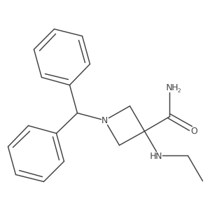 1-Benzhydryl-3-(ethylamino)azetidine-3-carboxamide结构式