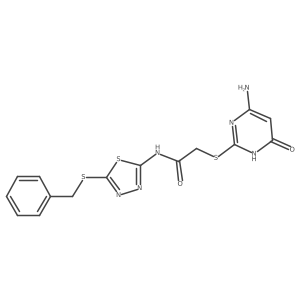 2-[(4-amino-6-oxo-1,6-dihydropyrimidin-2-yl)sulfanyl]-N-[5-(benzylsulfanyl)-1,3,4-thiadiazol-2-yl]acetamide结构式