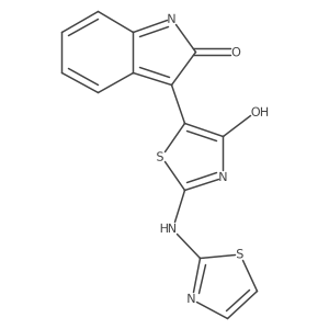 3-{4-oxo-2-[(1,3-thiazol-2-yl)amino]-4,5-dihydro-1,3-thiazol-5-ylidene}-2,3-dihydro-1H-indol-2-one结构式