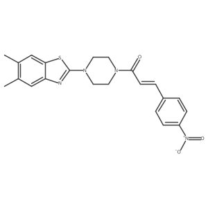 (E)-1-(4-(5,6-dimethylbenzo[d]thiazol-2-yl)piperazin-1-yl)-3-(4-nitrophenyl)prop-2-en-1-one结构式